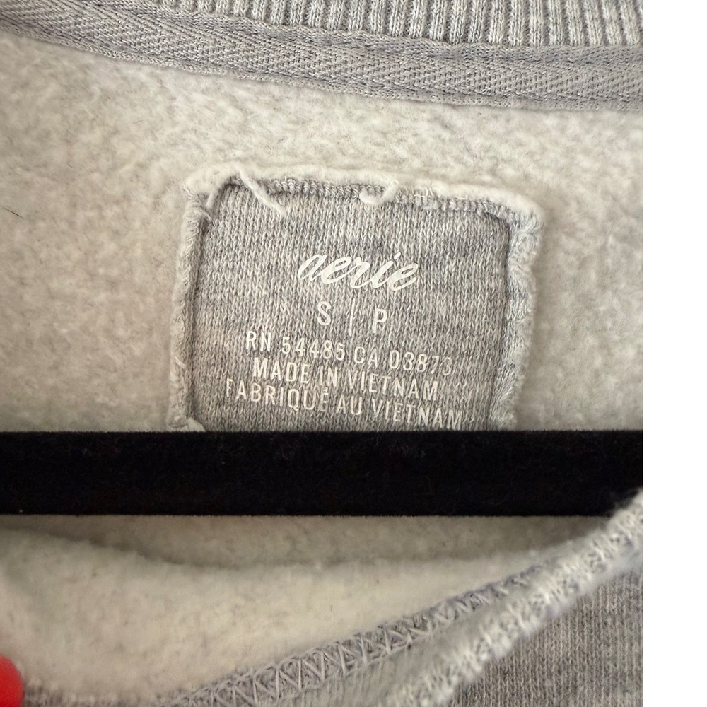 Aerie Gray Oversized Crew Neck Sweatshirt Pocket Fleece Pullover Small - Picture 2 of 5